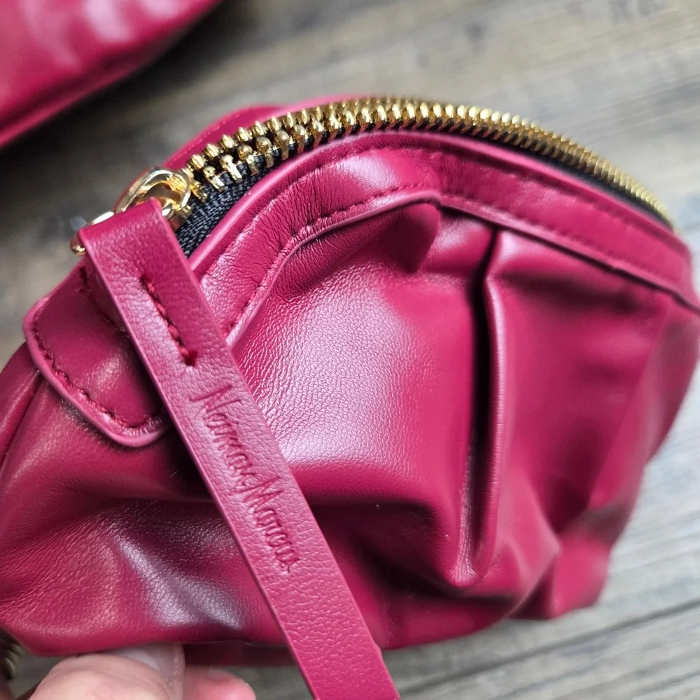 Neiman Marcus Berry Red Vegan Leather Slouchy Tote Bag Pouch Soft Quiet Luxury